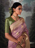 Beautiful Purple Golden Crystal Stone Embellished Brocade Silk Saree1008