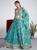 Beautiful Turquoise Sequence Embroidery Printed Lehenga Choli And Dupatta1032