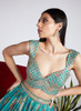 Beautiful Turquoise Sequence Embroidery Printed Lehenga Choli And Dupatta1032