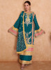Beautiful Turquoise Multi Embroidered Wedding Palazzo Suit1055