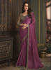 Beautiful Mauve Purple Sequence Embroidery Designer Silk Saree1065