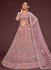 Beautiful Light Pink Resham Thread Embroidery Lehenga Choli And Dupatta1080