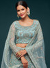 Beautiful Aqua Blue Resham Thread Embroidery Lehenga Choli And Dupatta1087