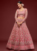 Beautiful Coral Pink Resham Thread Embroidery Lehenga Choli And Dupatta1088