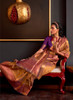 Beautiful Orange And Purple Zari Weaved Handloom Silk Saree1121