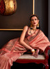 Beautiful Peach And Brown Zari Weaved Handloom Silk Saree1126