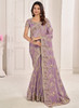 Beautiful Purple Embroidery Wedding Saree1131