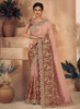 Beautiful Rose Golden Embroidery Wedding Saree1132