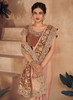 Beautiful Rose Golden Embroidery Wedding Saree1132