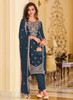 Beautiful Turquoise Crystal Stone Embroidery Pant Style Suit1163
