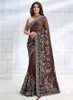 Beautiful Brown Multi Sequence Embroidery Silk Wedding Saree1186