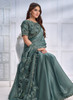 Beautiful Turquoise Sequence Embroidery Silk Wedding Saree1187