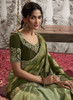 Beautiful Green Golden Sequence Embroidery Wedding Saree1191