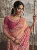 Beautiful Peach Pink Multi Sequence Embroidery Wedding Saree1198