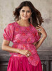 Beautiful Hot Pink Sequence Embroidery Traditional Flared Skirt And Top1217