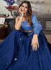 Beautiful Blue Sequence Embroidery Traditional Flared Skirt And Top1260