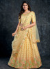 Beautiful Pastel Yellow Multi Embroidery Silk Wedding Lehenga Choli1275