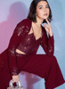 Beautiful Maroon Sequence Embellished Co-Ord Style Pant Suit1286