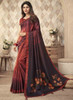 Beautiful Red And Brown Digital Floral Printed Silk Saree1308