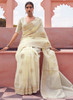 Beautiful Off White Weaved Handloom Pure Linen Traditional Saree1310