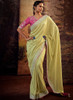 Beautiful Yellow And Pink Embroidered Organza Silk Saree1318