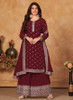 Beautiful Maroon Embroidery Traditional Palazzo Suit1353