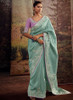 Beautiful Teal And Pink Embroidered Organza Silk Saree1364