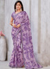 Beautiful Lavender Sequence Embroidery Georgette Jacquard Saree1369