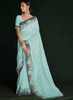 Beautiful Turquoise Multi Embroidery Lucknowi Saree1378