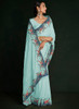 Beautiful Turquoise Multi Embroidery Lucknowi Saree1378