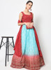 Beautiful Red Blue Ombr Sequence Embroidery Silk Lehenga Choli1382