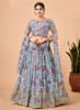 Beautiful Sky Blue Sequence Embroidery Floral Festive Lehenga Choli1388