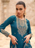 Beautiful Turquoise Blue Traditional Embroidery Palazzo Style Suit1414