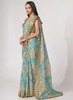 Beautiful Sky Blue Floral Print And Sequence Embroidery Organza Saree1440