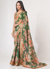 Beautiful Green Floral Print And Sequence Embroidery Organza Saree1444