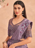 Beautiful Lavender Appliqu And Sequence Embroidery Lehenga Saree1456