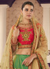 Beautiful Red And Green Multi Embroidery Wedding Lehenga Choli1473