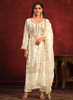 Beautiful Off White Embroidery Designer Pant Style Suit1486