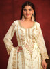 Beautiful Off White Embroidery Designer Pant Style Suit1486