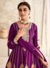 Beautiful Purple Multi Embroidery Anarkali Dhoti Pant Suit1488