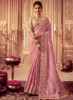 Beautiful Pink Golden Sequence Embroidered Wedding Saree1507
