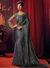 Beautiful Slate Grey Appliqu Embroidery Partywear Saree1511