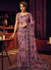 Beautiful Purple Sequence Embroidery Partywear Saree1517