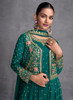 Beautiful Dark Green Multi Embroidered Jacket Style Gharara Suit1541