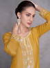 Beautiful Yellow Sequence Embroidery Wedding Palazzo Suit1544