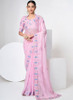 Beautiful Pink Sequence Embroidery Organza Silk Saree1575
