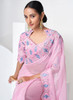 Beautiful Pink Sequence Embroidery Organza Silk Saree1575