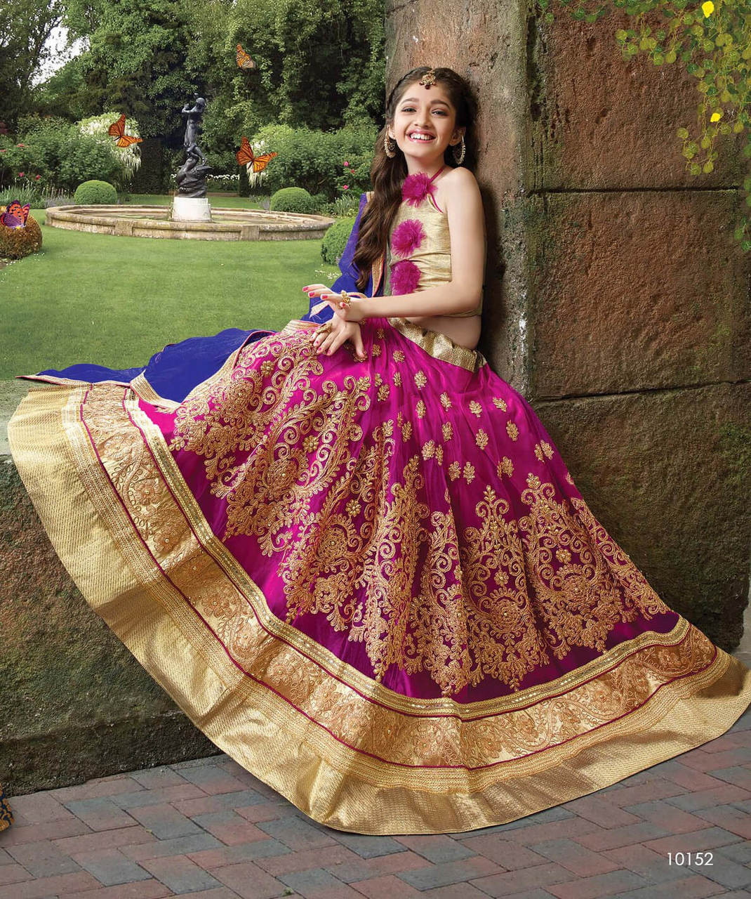 Buy Royal Blue Silk Party Wear Sequins Work Kids Lehenga Choli Online From  Wholesale Salwar.