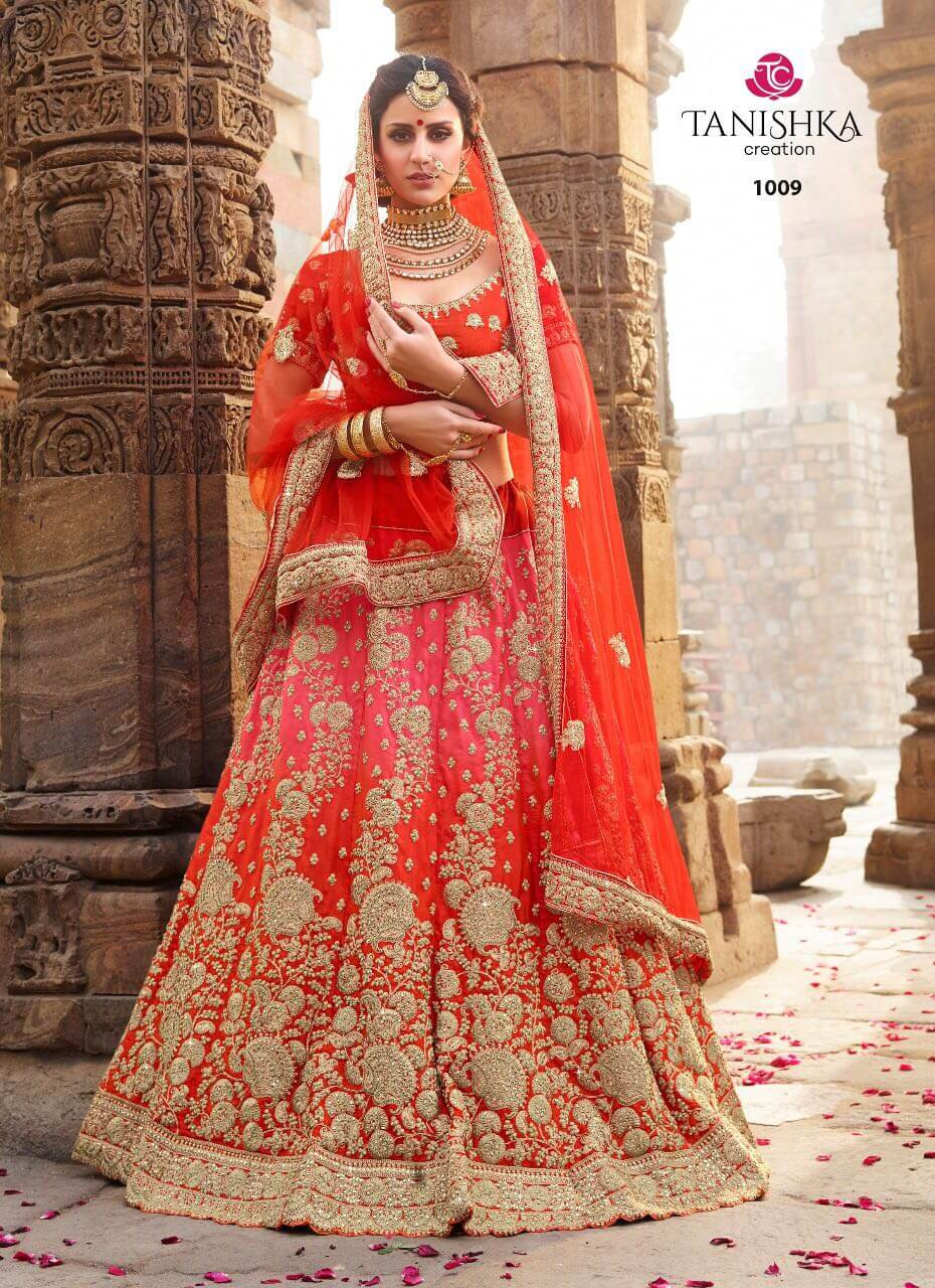 Gorgeous Orange Net Bridal Lehenga Choli -