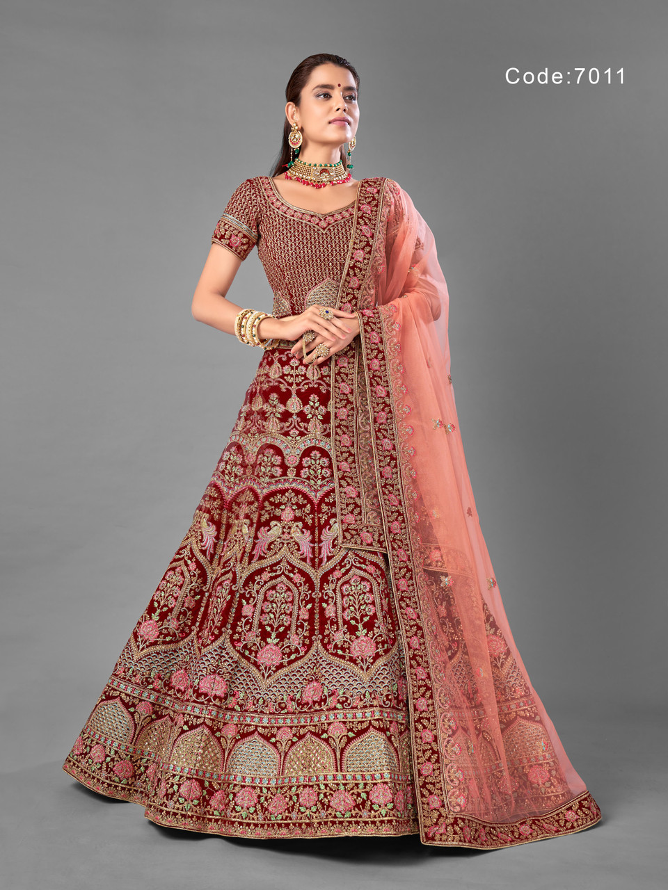 Rustic Orange Bridal Lehenga – Roopkala Heritage